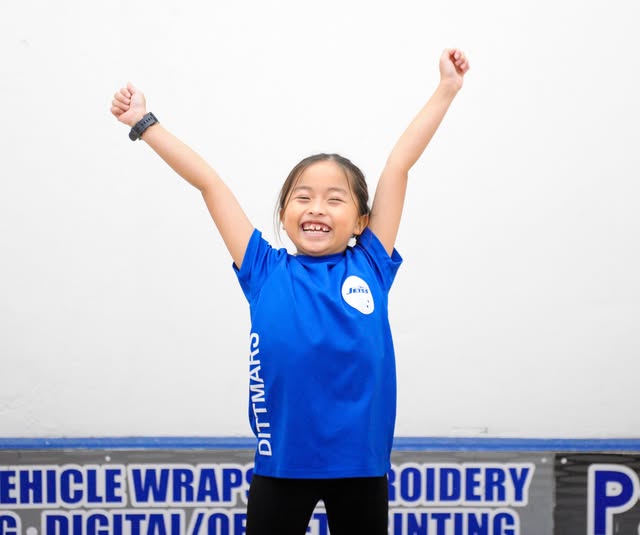 Young player celebrating victory